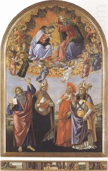 Sandro Botticelli Coronation of the Virgin,with Sts john the Evangelist,Augustine,Jerome and Eligius or San Marco Altarpiece china oil painting image